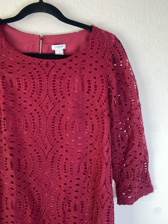 J. Crew Dresses & Skirts - 🛍️ NWT J. Crew Dress Size 0 Lace Overlay 3/4 Sleeve Red Burgundy!